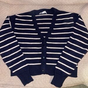 Zara Navy and White Striped Sweater